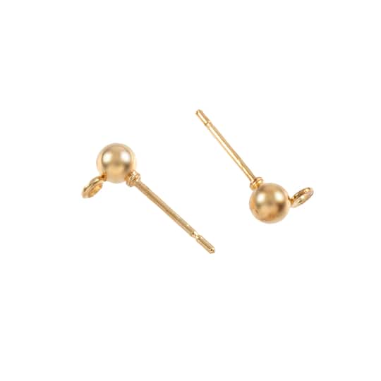 12 Pack: Gold Earring Post Ball Tops, 4mm by Bead Landing&#x2122;